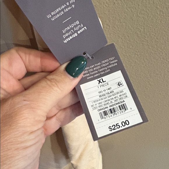 NWT Auden Beige luxe stretch thong bodysuit 4 way stretch size XL - Picture 2 of 9